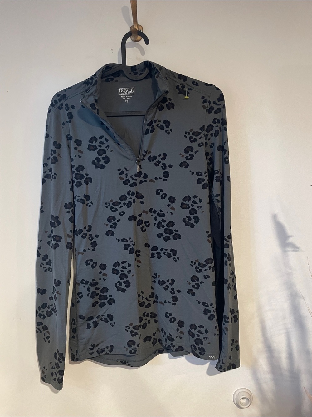 Dover Saddlery 1/4 Zip Pullover in Slate Grey Leopard Sz XS B132